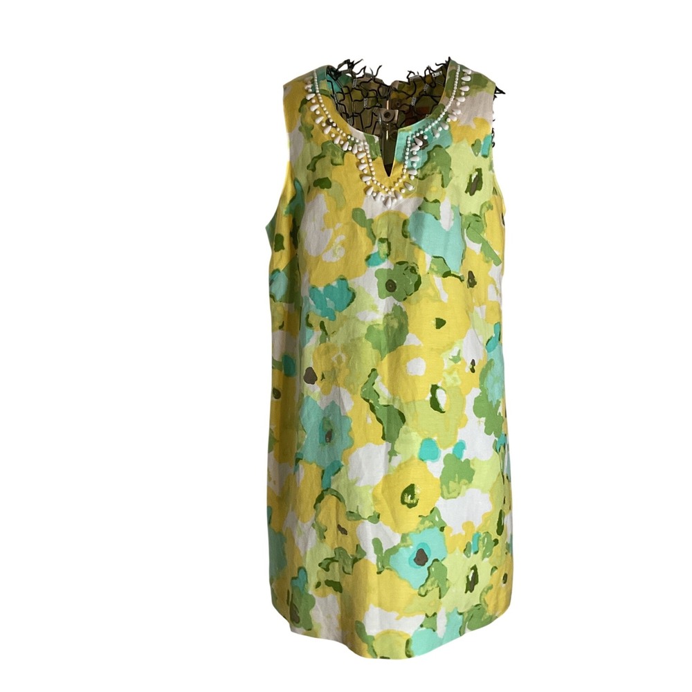 Ruby Rd Petite Sleeveless‎ Floral Beaded Neckline Dress Size 10p